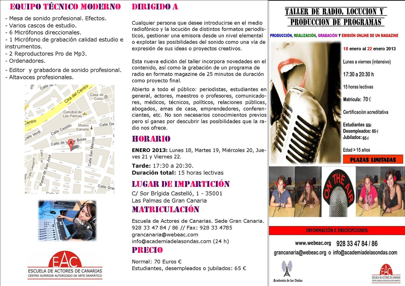 taller radio las palmas trptico cara a